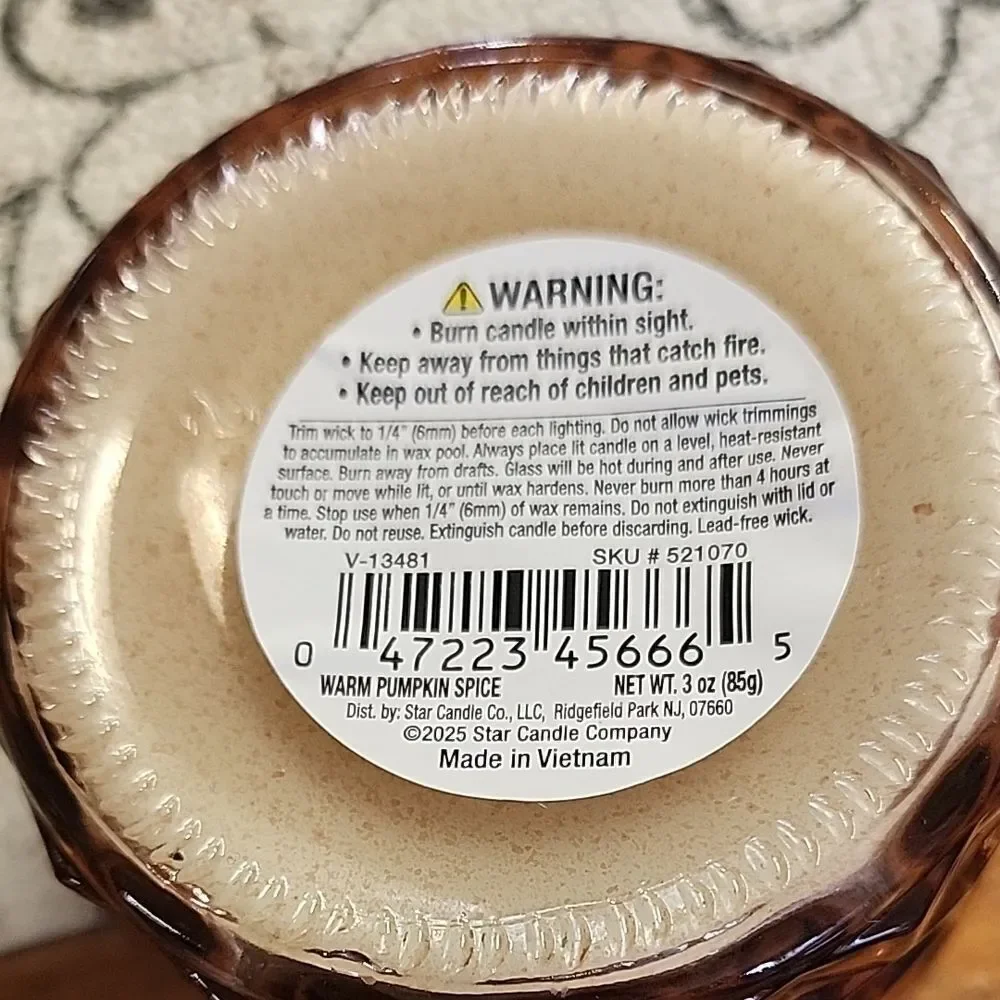 Warm Pumpkin Spice Scented Candle
